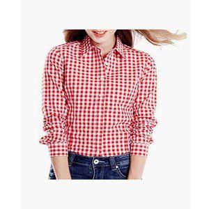 Women's Slim Fit Long Sleeve Button Up Gingham Plaid Shirt